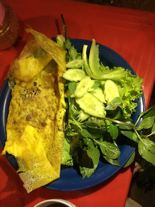 Cambodian stuffed rice pancake. 